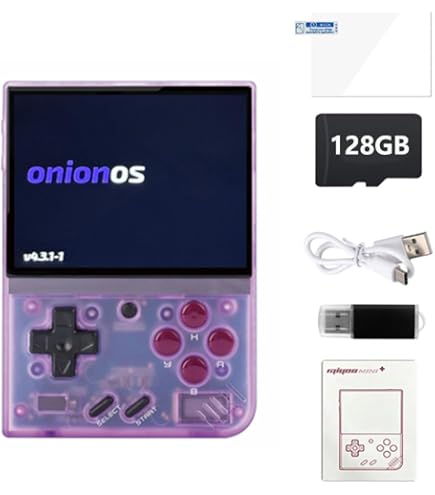 NxFree Miyoo Mini Plus 128G with case (Gray), Plug & Play Video